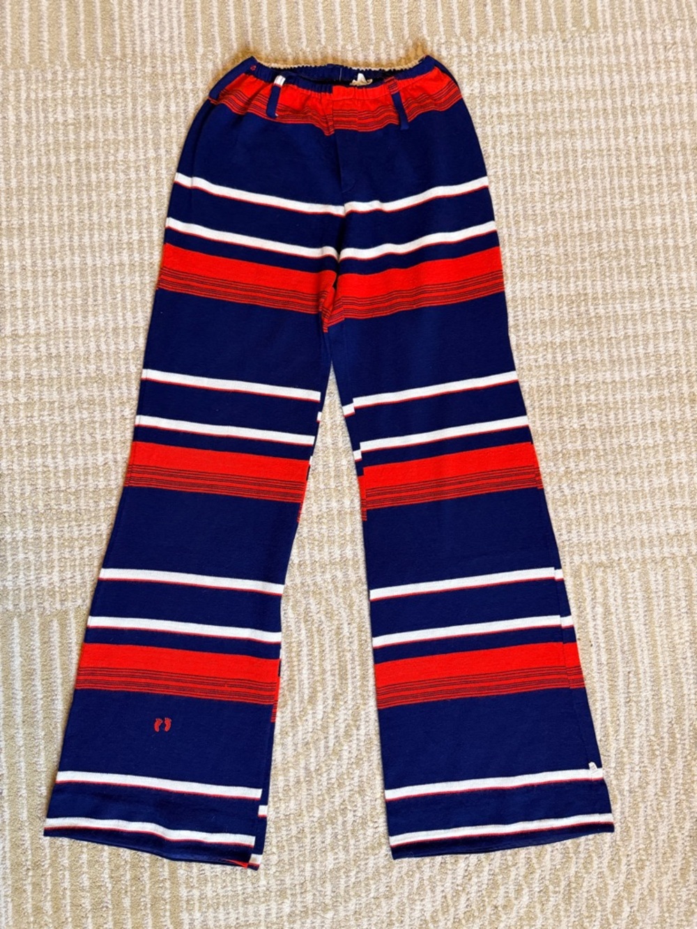 Rare Vintage Hang Ten Navy, Red & White Striped Bell Bottoms
